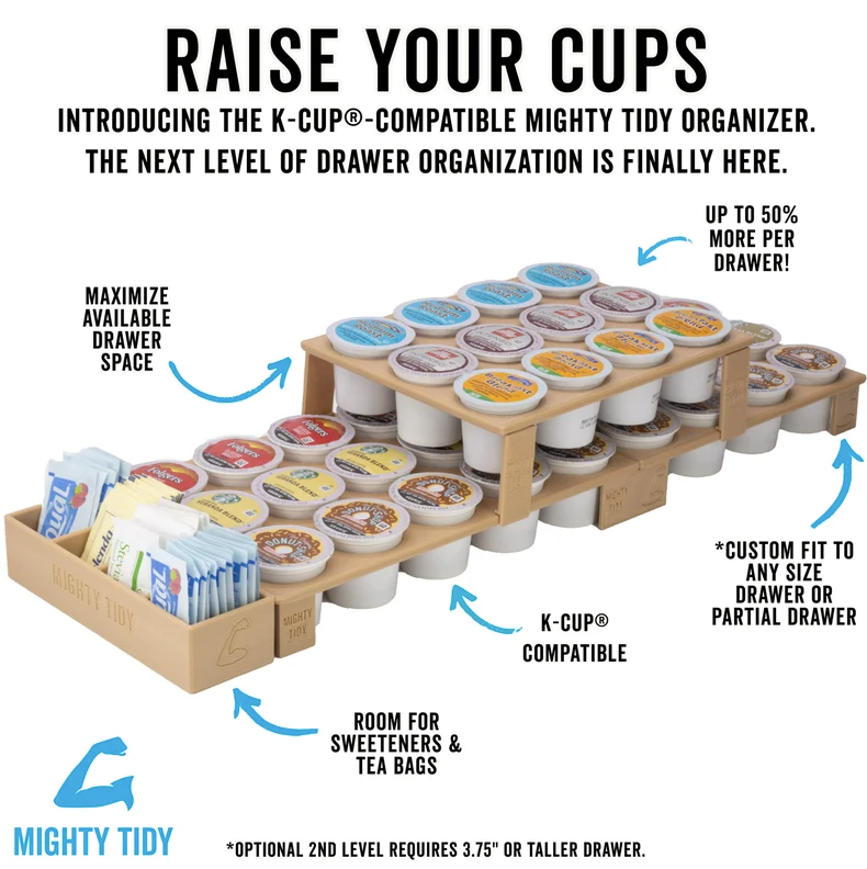 Raise your Cups; example of two level coffee pod organizer