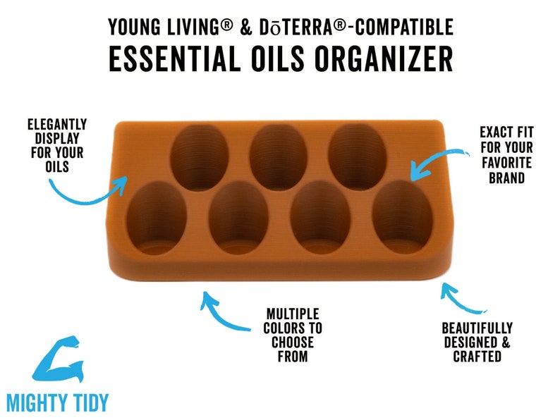 young living & doterra compatible essential oils organizer; elegantly display for your oils; exact fit for your favorite brand; multiple colors to choose from; beautifully designed and crafted.