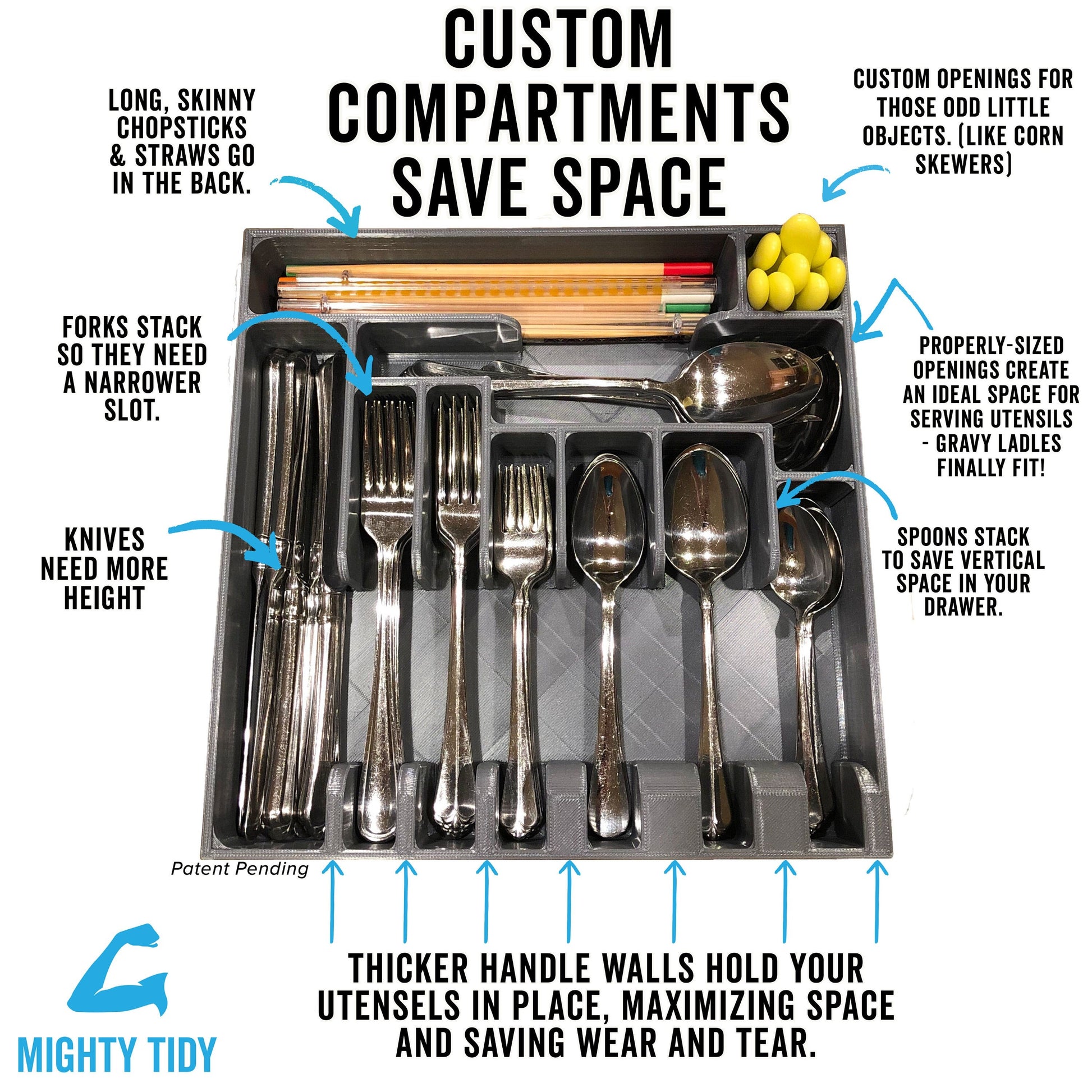 Custom Inserts Cutlery Insert, for Drawer Width 15-1/2 inch, 15-1/2 inch W