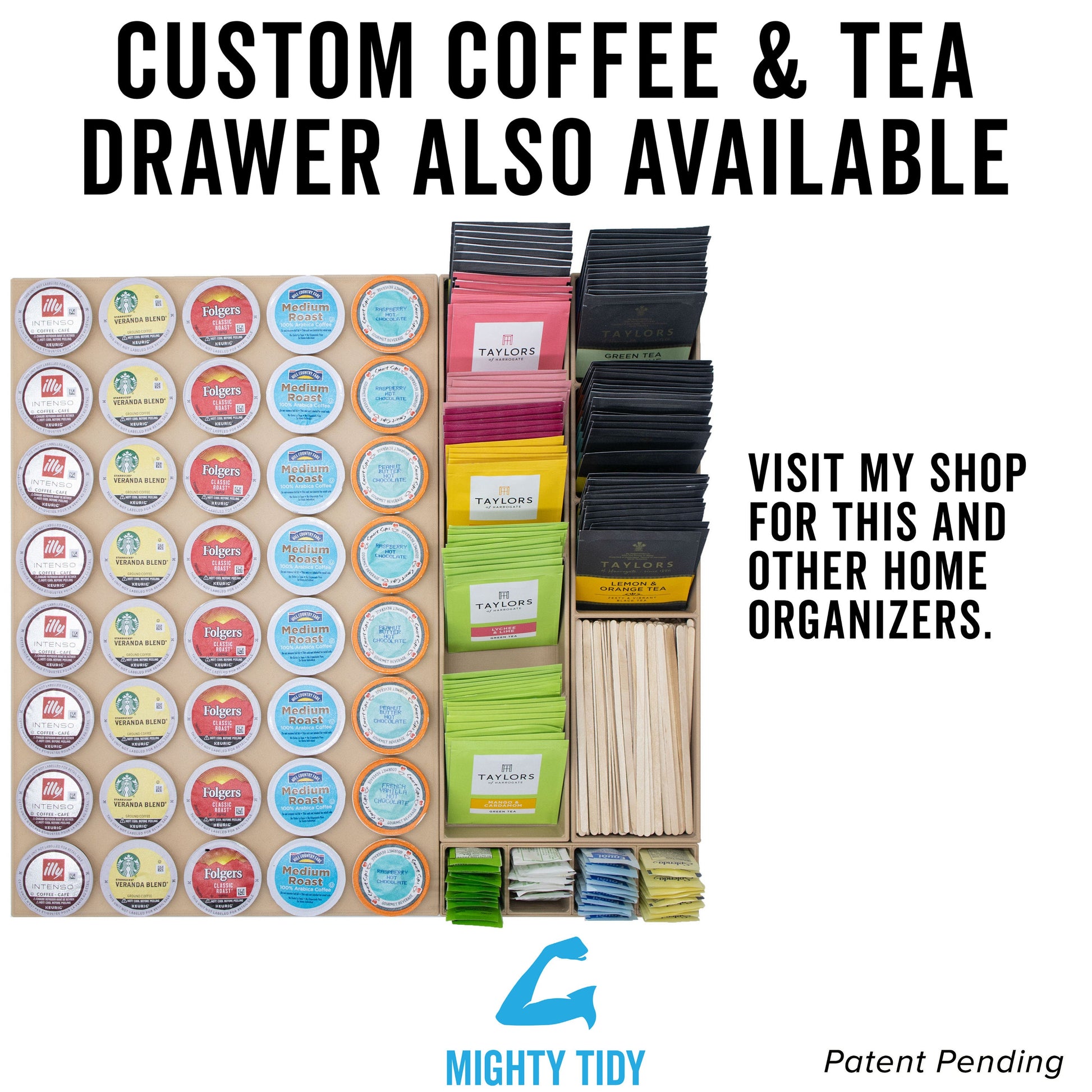 custom coffee & tea drawer organizers are also available